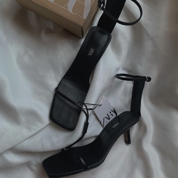 Nwt Zara Minimalist Heeled Leather 